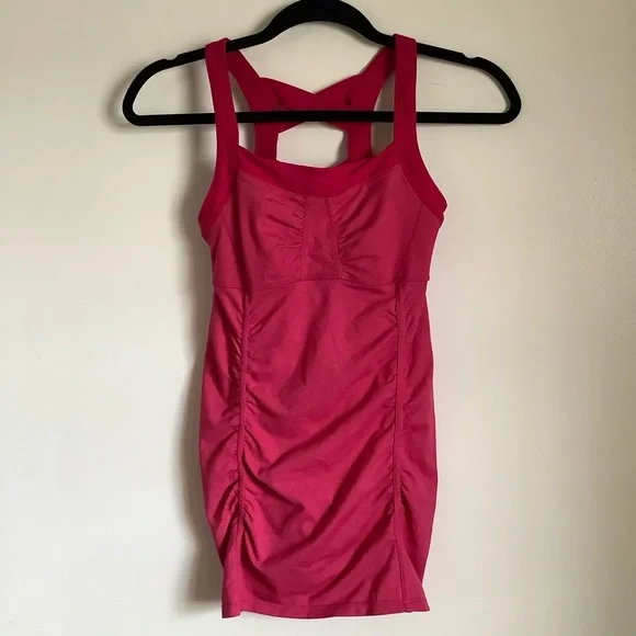 Athleta Scruntch Tank Hot Pink Strappy Criss Cross - Picture 5 of 6